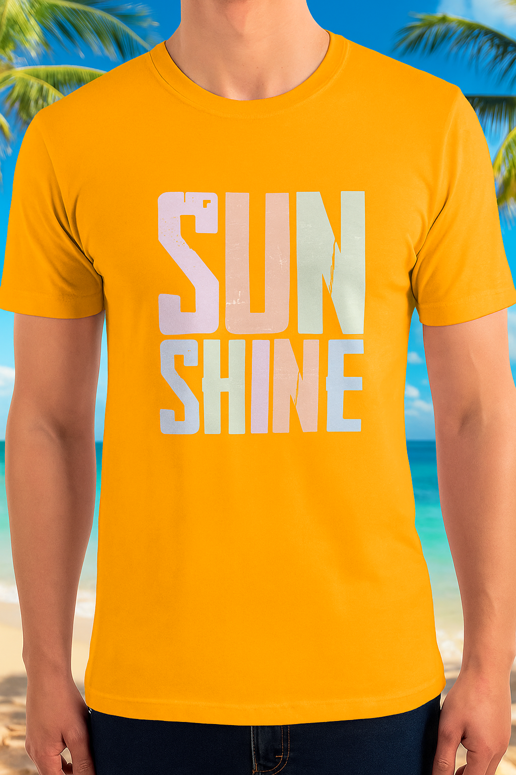 Sunshine Retro Distressed T-Shirt – Summer Graphic Tee