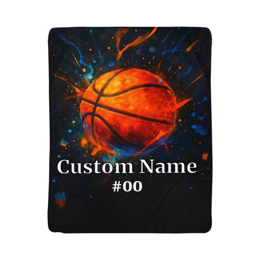 Personalized Basketball Blanket – Add Name & Number | Custom Sports Gift