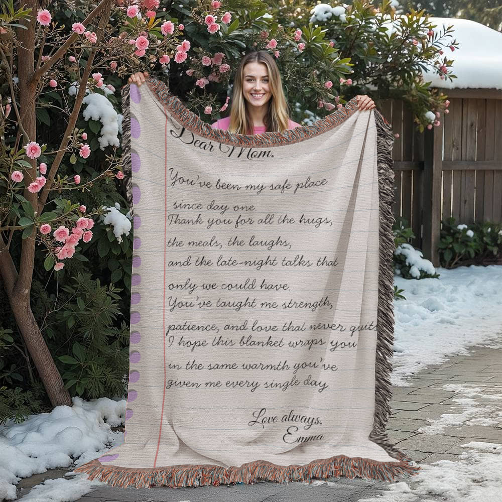 Dear Mom Love Letter Blanket — Personalized Woven Keepsake Gift