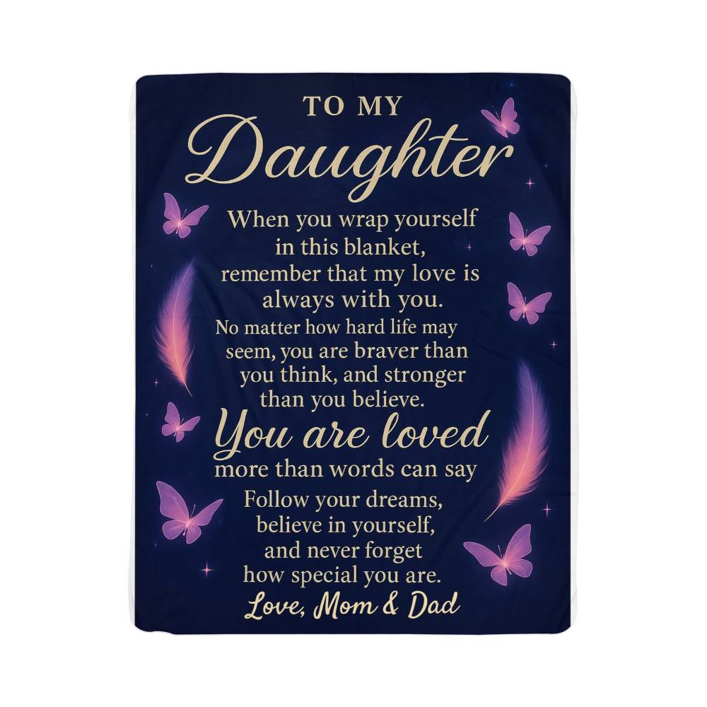 To My Daughter Sherpa Blanket (Custom Signature)