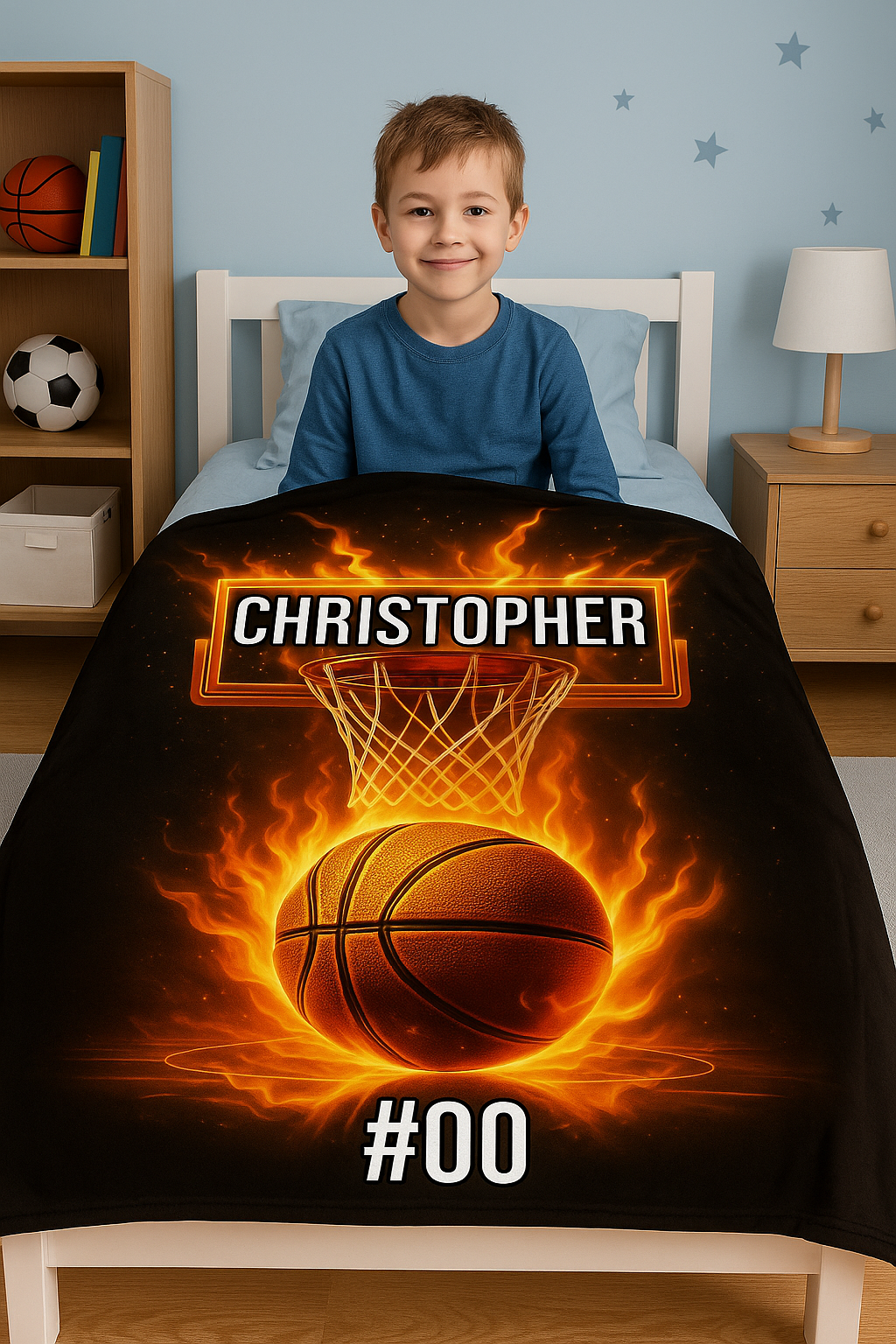 Personalized Basketball Blanket – Custom Name & Number Gift for Kids or Athletes