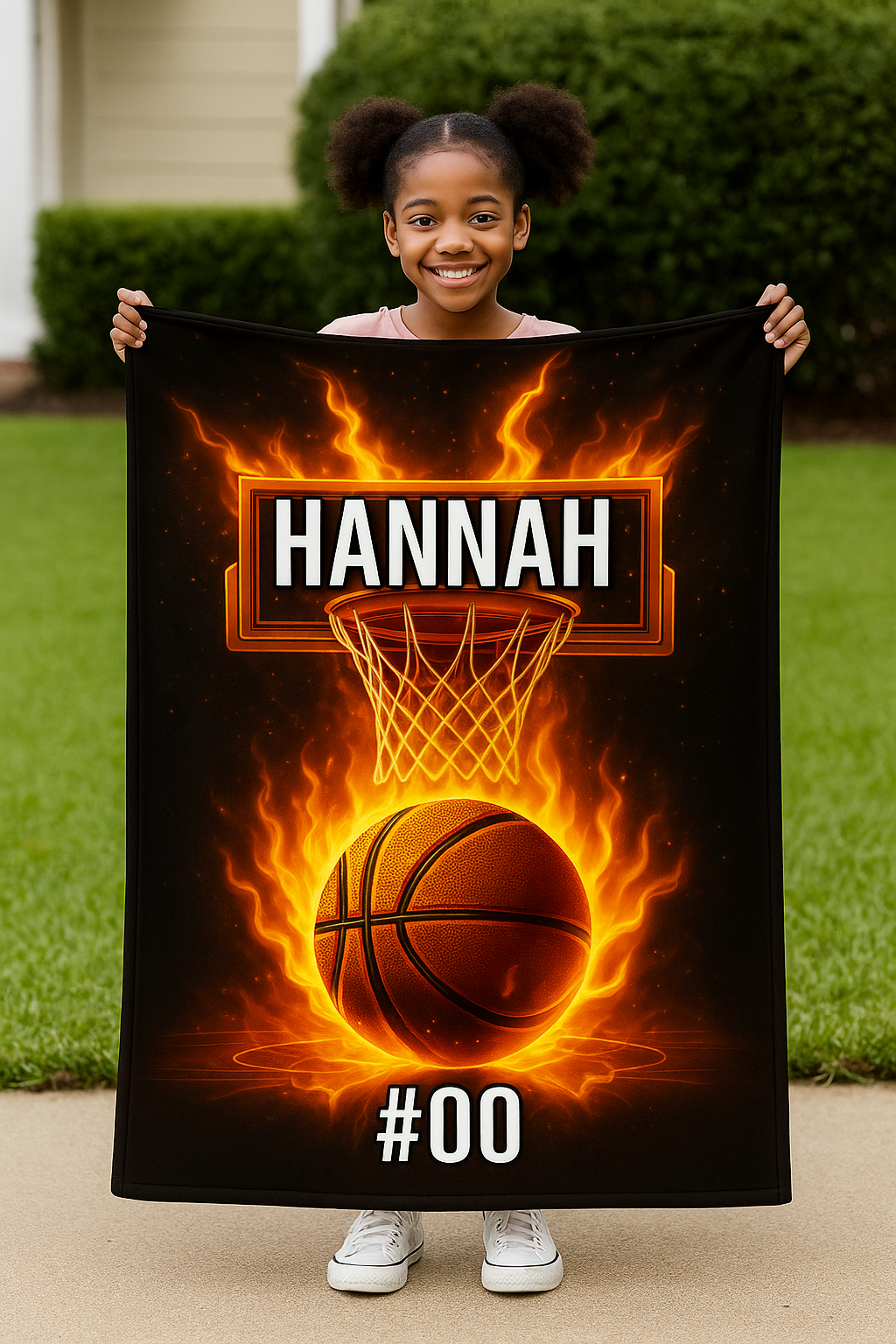 Personalized Basketball Blanket – Custom Name & Number Gift for Kids or Athletes