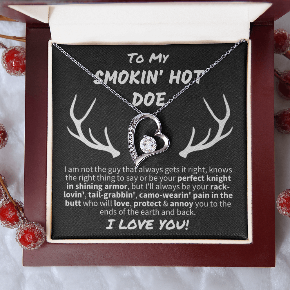 Gift for Wife - "To My Smokin' Hot Doe" Forever Love Knot Necklace