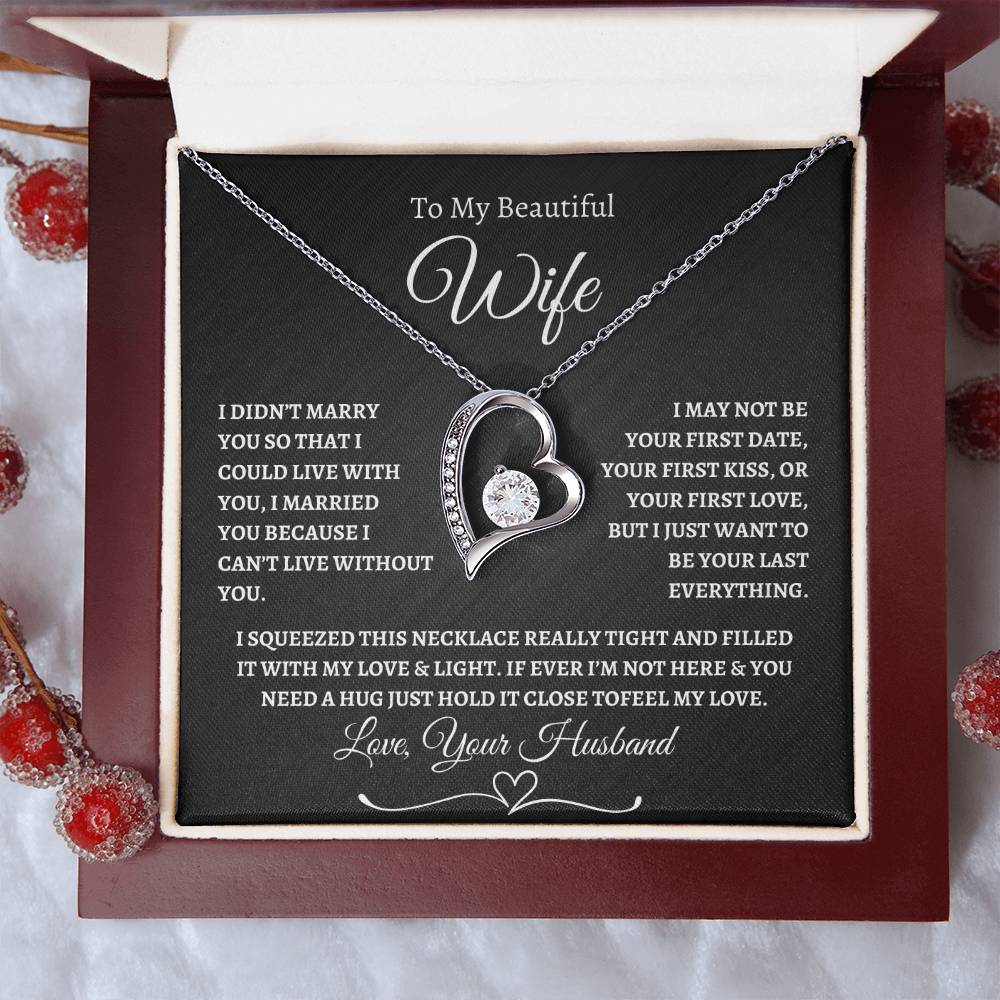 To My Beautiful Wife Forever Love Necklace - Black/White