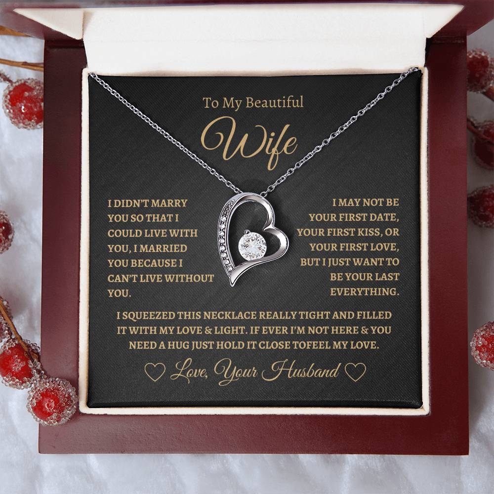 To My Beautiful Wife Forever Love Necklace - Black/Gold