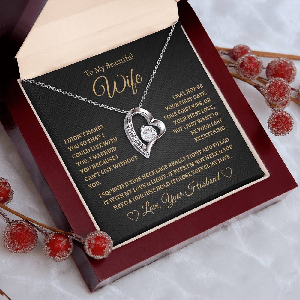 To My Beautiful Wife Forever Love Necklace - Black/Gold