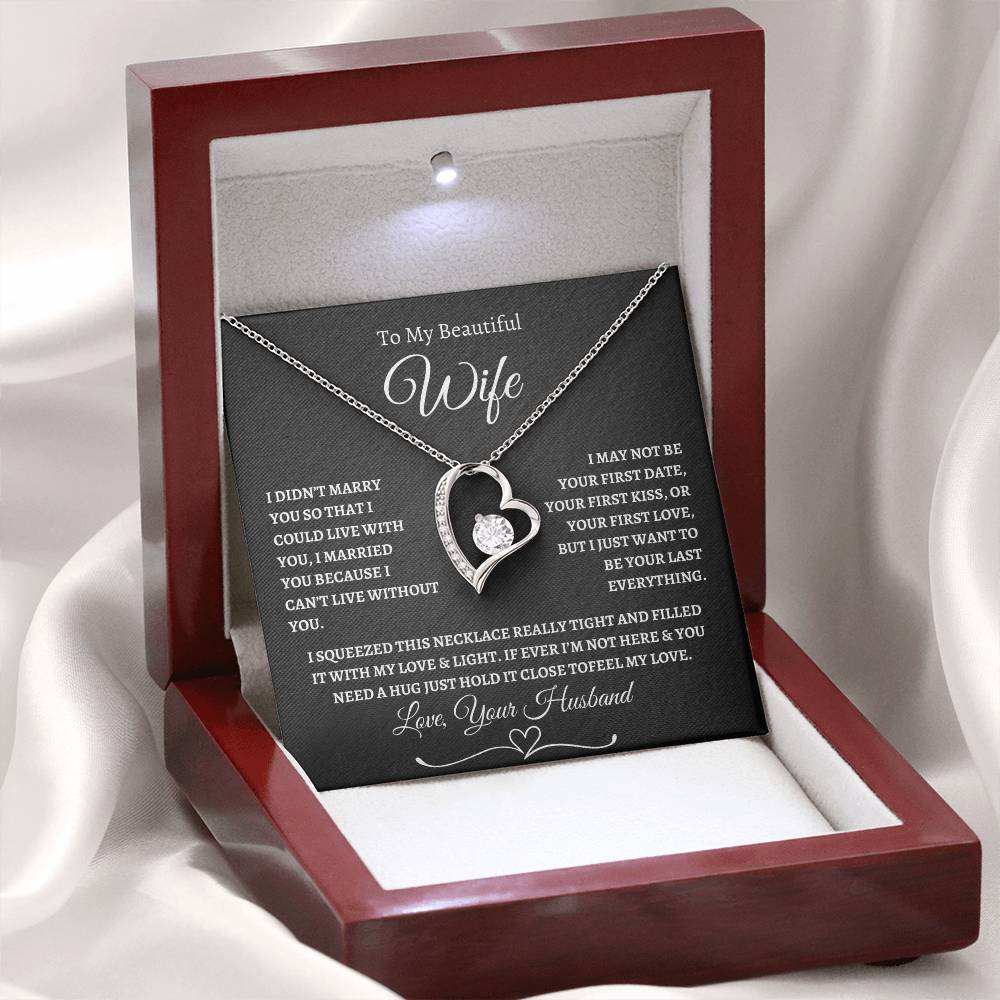 To My Beautiful Wife Forever Love Necklace - Black/White
