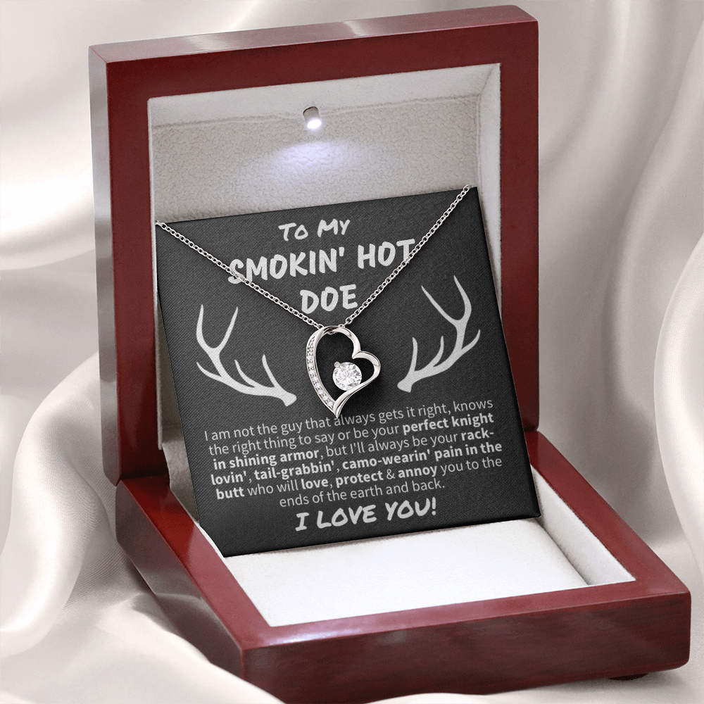 Gift for Wife - "To My Smokin' Hot Doe" Forever Love Knot Necklace