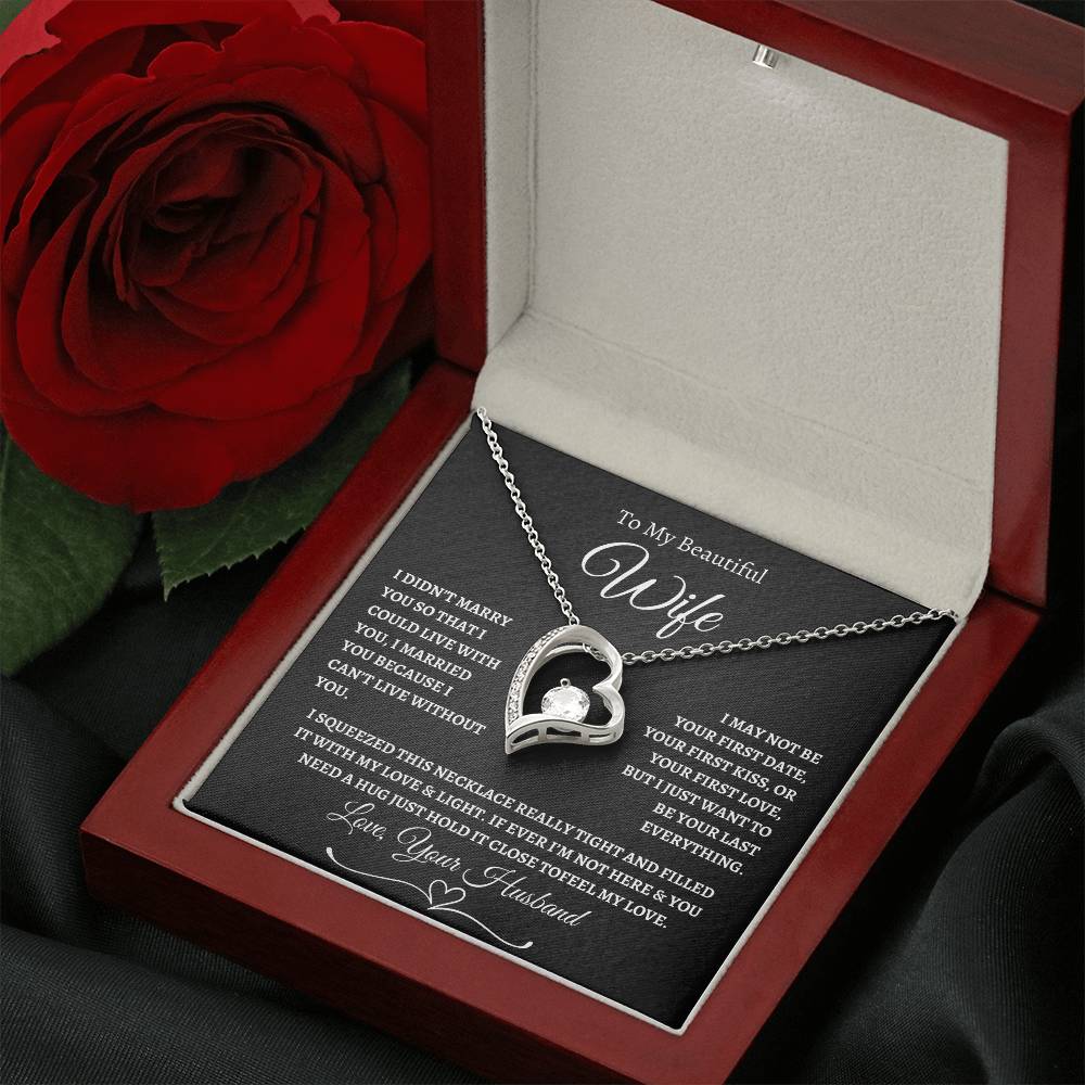 To My Beautiful Wife Forever Love Necklace - Black/White