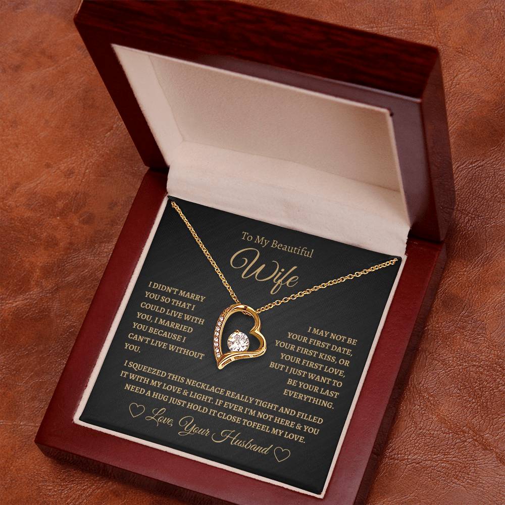 To My Beautiful Wife Forever Love Necklace - Black/Gold