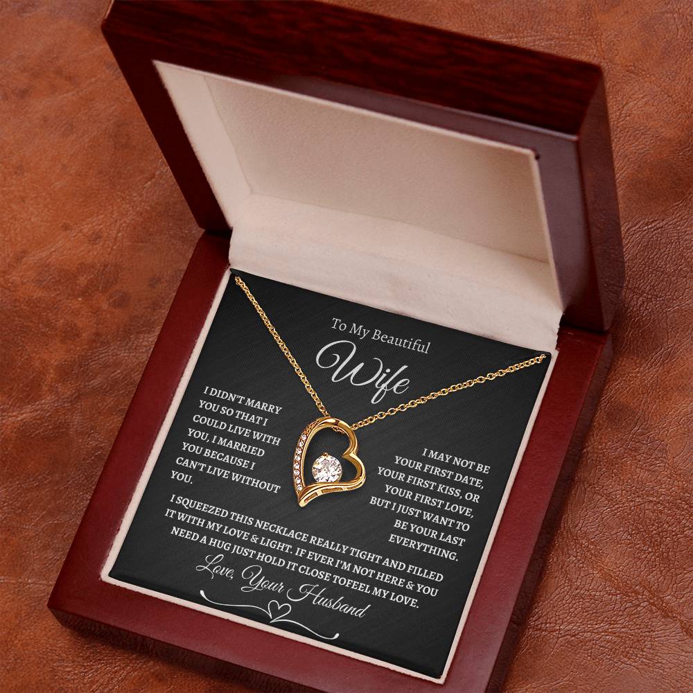 To My Beautiful Wife Forever Love Necklace - Black/White
