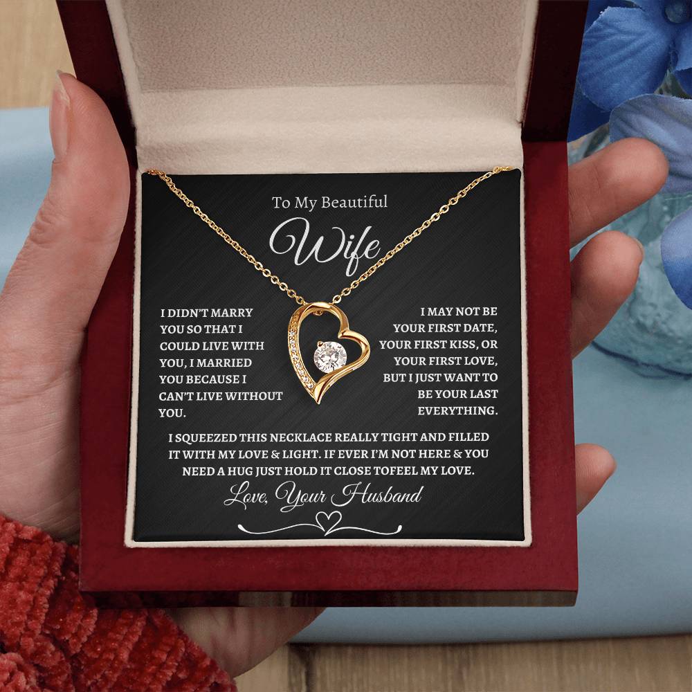 To My Beautiful Wife Forever Love Necklace - Black/White