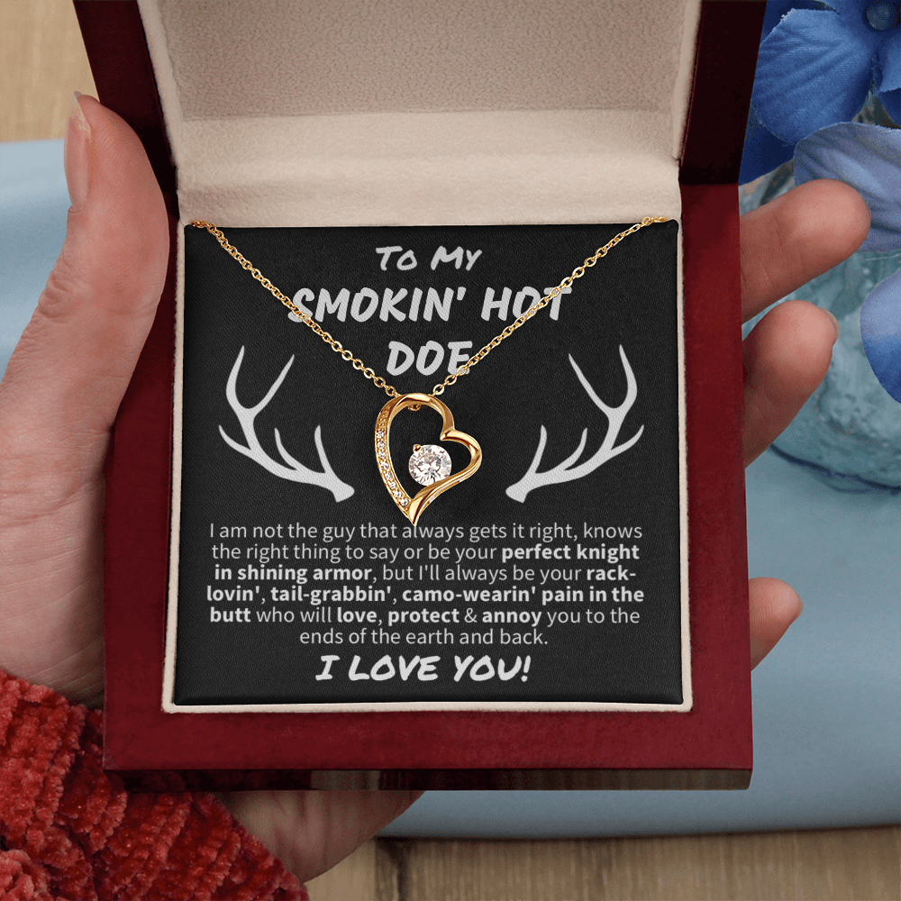 Gift for Wife - "To My Smokin' Hot Doe" Forever Love Knot Necklace