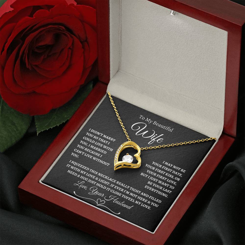 To My Beautiful Wife Forever Love Necklace - Black/White
