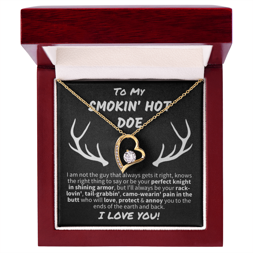 Gift for Wife - "To My Smokin' Hot Doe" Forever Love Knot Necklace