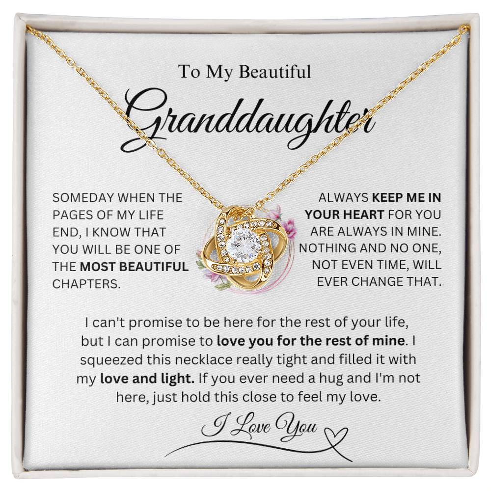 To My Beautiful Granddaughter Love Knot Necklace Gift