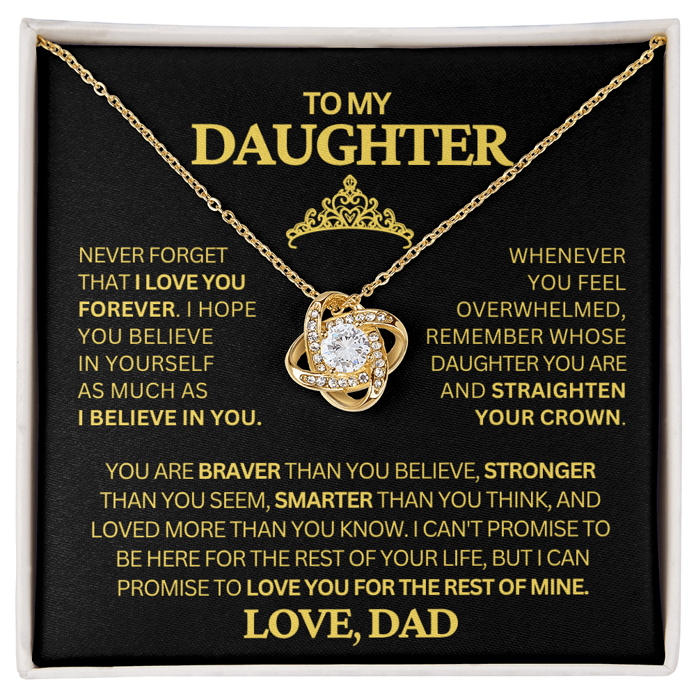 To My Daughter Necklace from Dad – Crown Message Card Jewelry Gift
