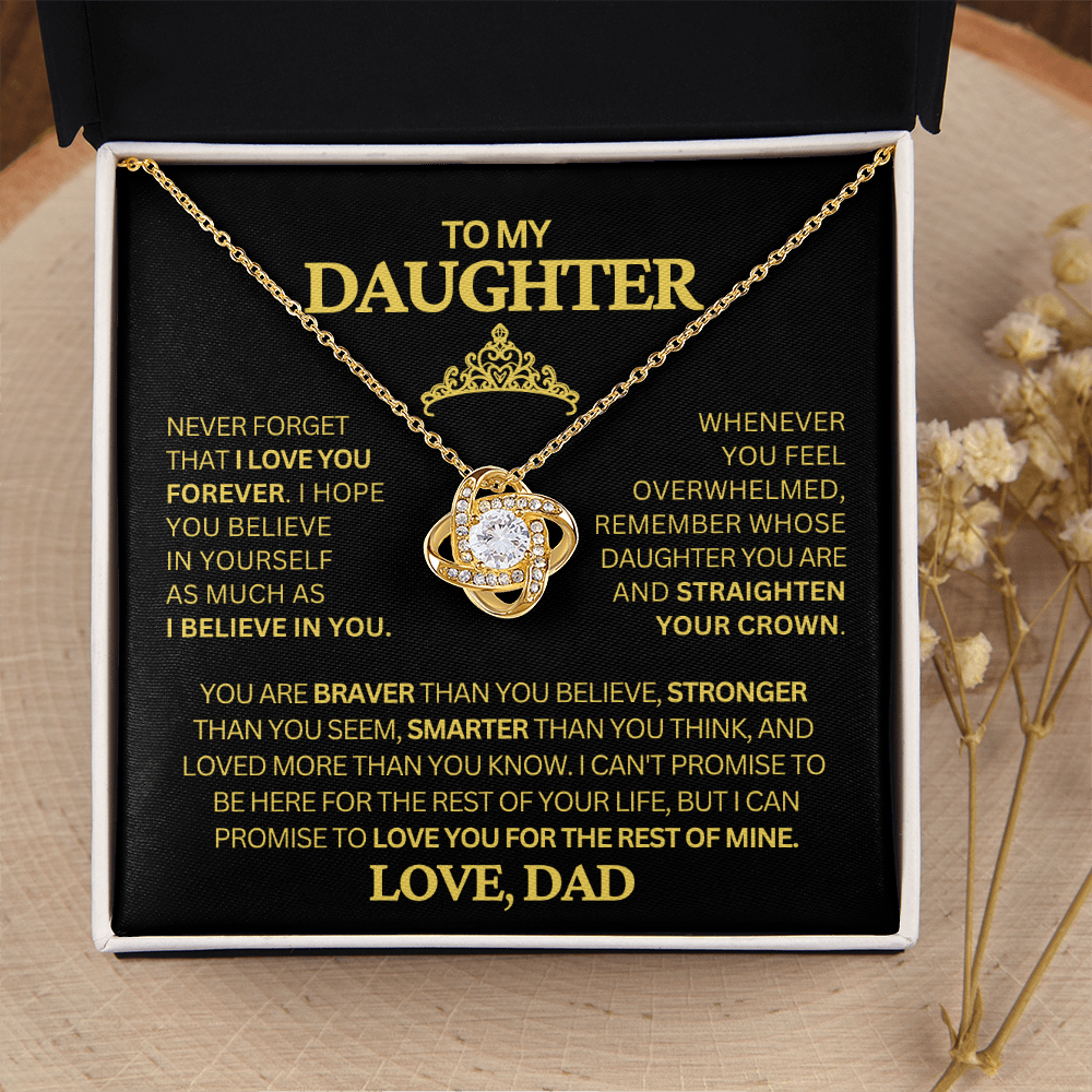 To My Daughter Necklace from Dad – Crown Message Card Jewelry Gift