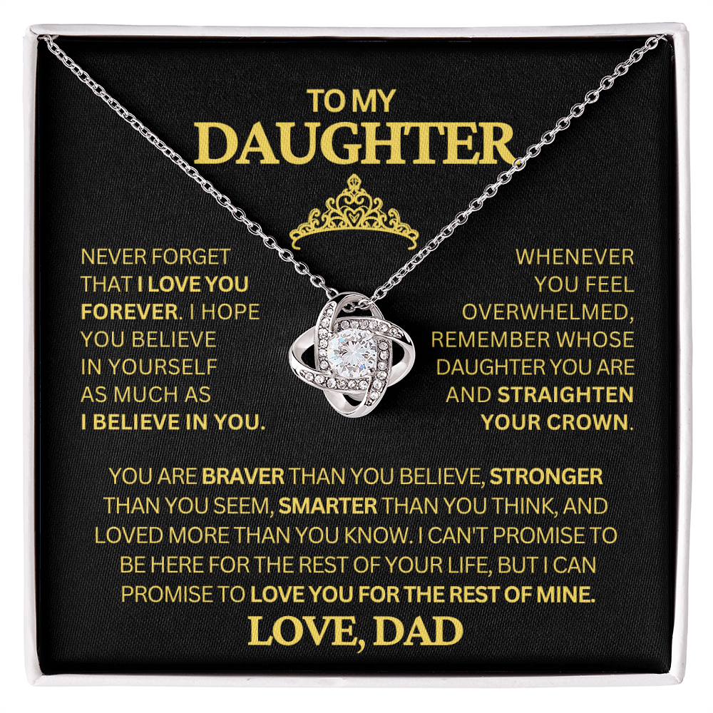 To My Daughter Necklace from Dad – Crown Message Card Jewelry Gift