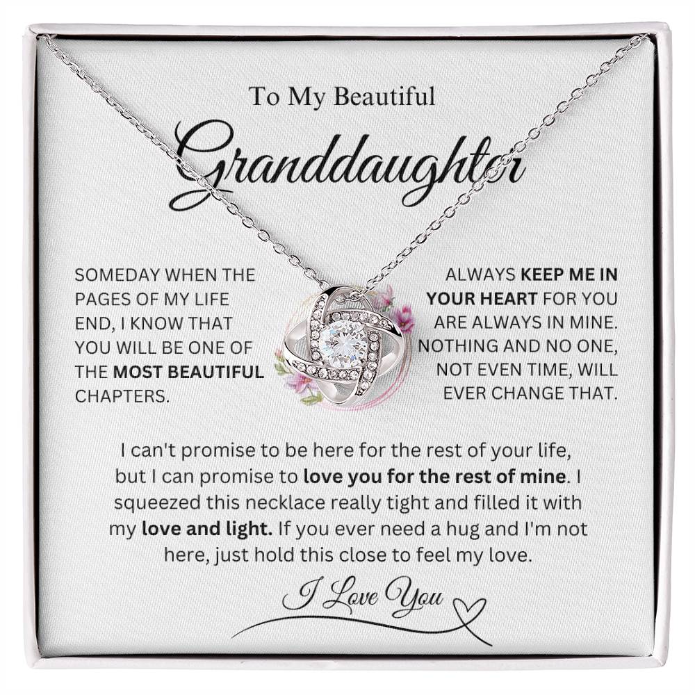To My Beautiful Granddaughter Love Knot Necklace Gift