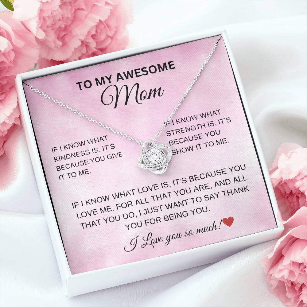 To My Awesome Mom Love Knot Necklace