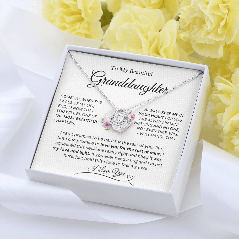 To My Beautiful Granddaughter Love Knot Necklace Gift