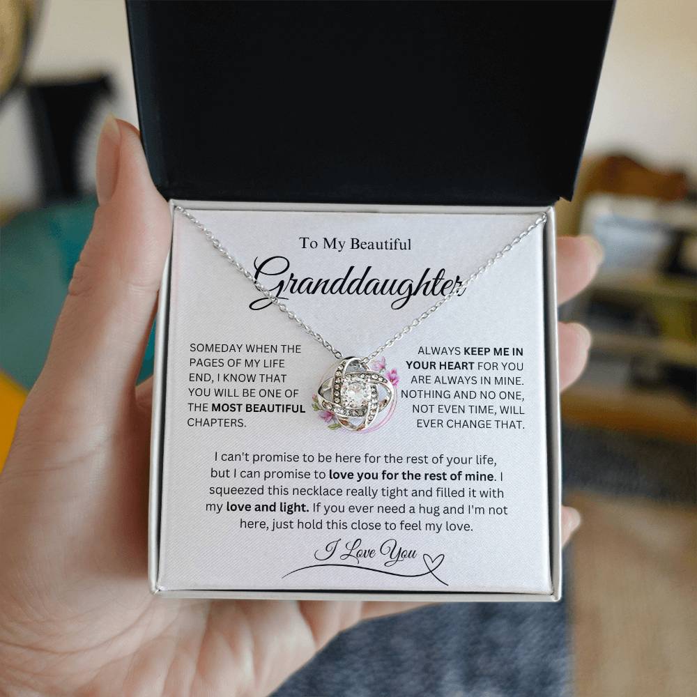 To My Beautiful Granddaughter Love Knot Necklace Gift