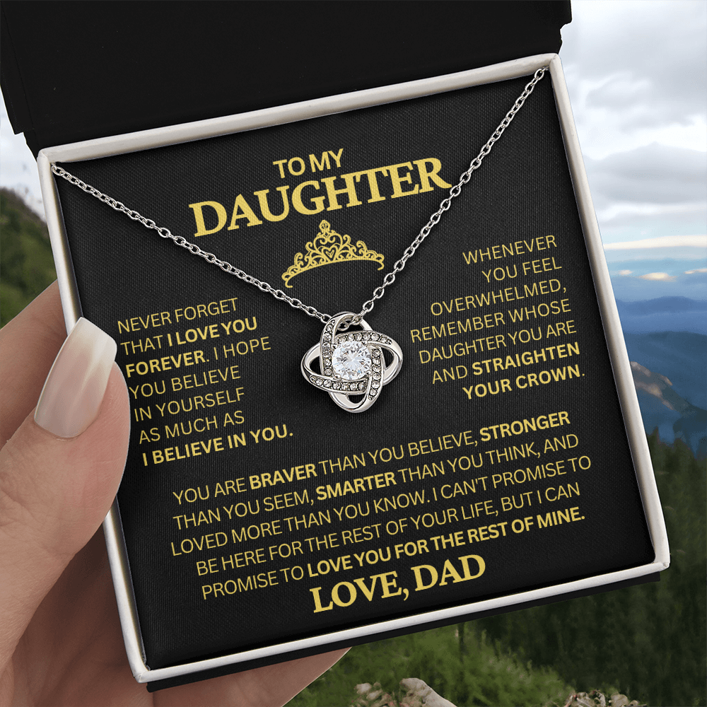 To My Daughter Necklace from Dad – Crown Message Card Jewelry Gift
