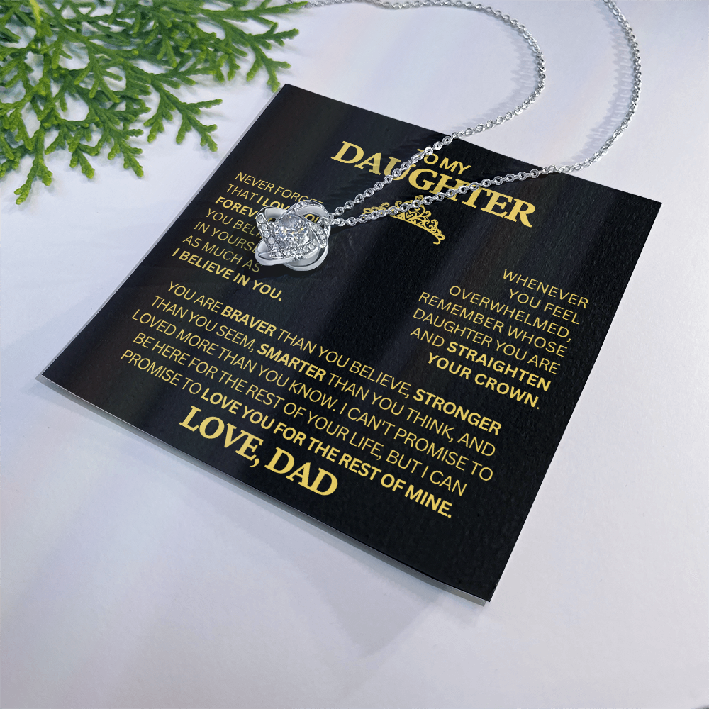 To My Daughter Necklace from Dad – Crown Message Card Jewelry Gift