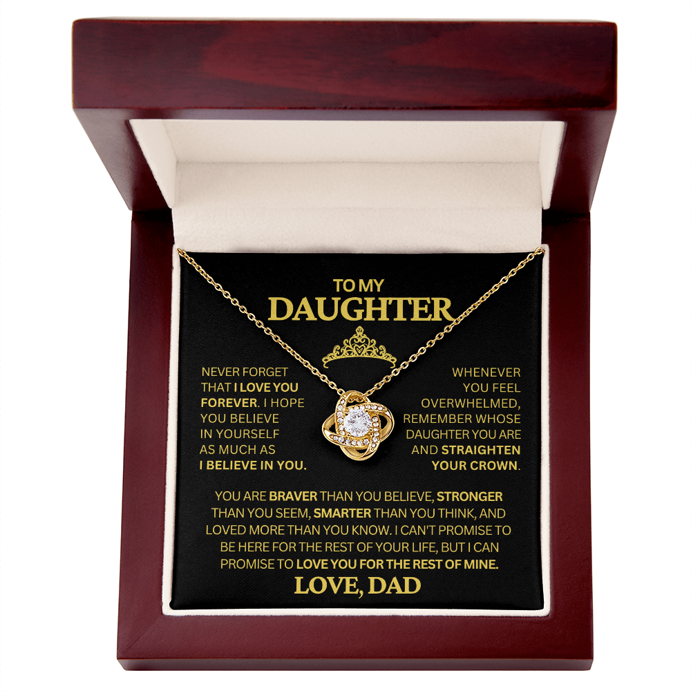 To My Daughter Necklace from Dad – Crown Message Card Jewelry Gift