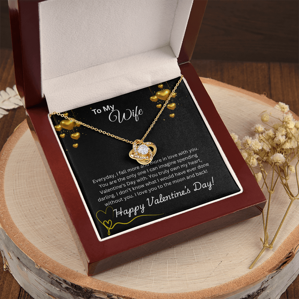 To My Wife on Valentine's Day Love Knot Necklace Blk