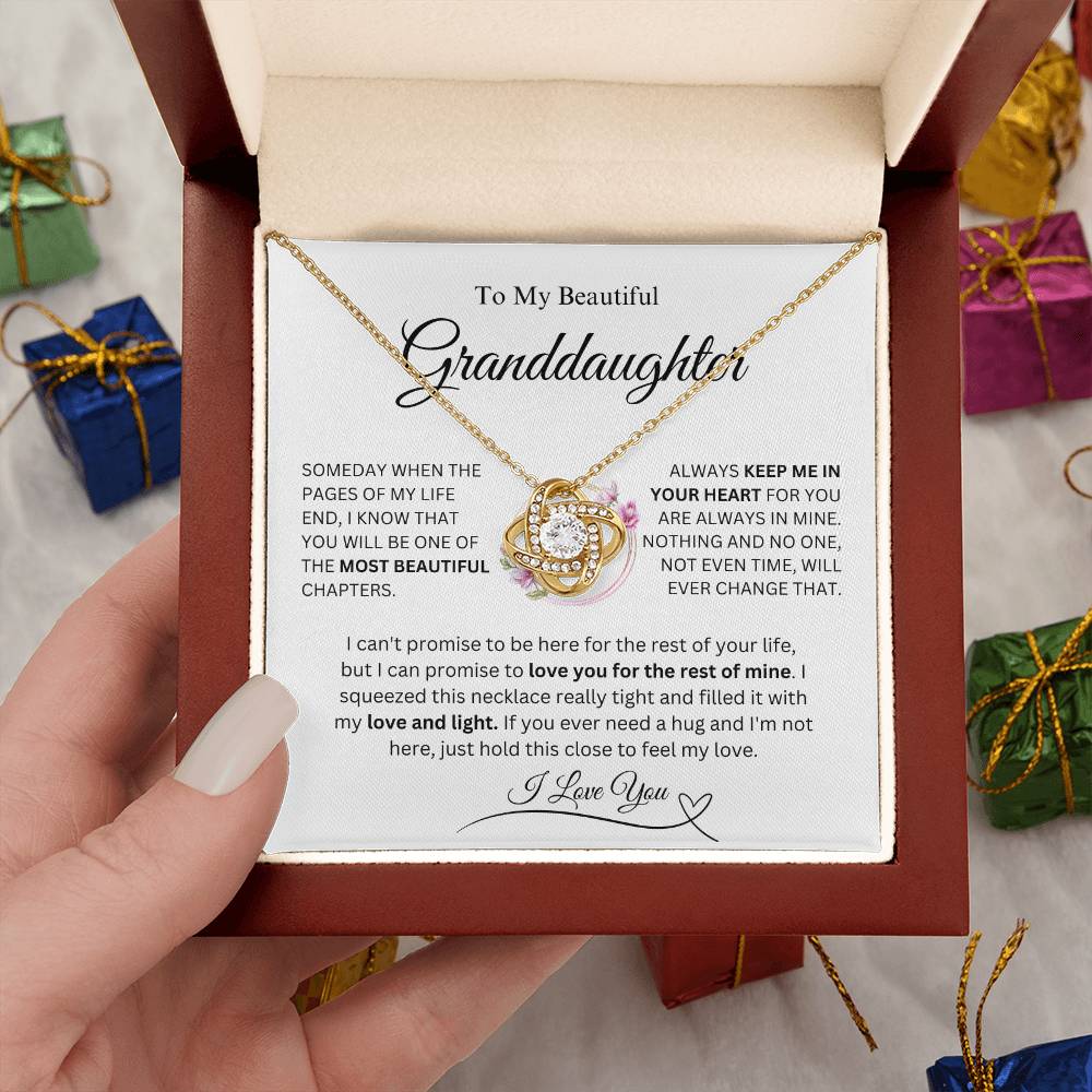 To My Beautiful Granddaughter Love Knot Necklace Gift