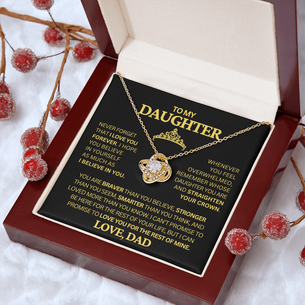 To My Daughter Necklace from Dad – Crown Message Card Jewelry Gift