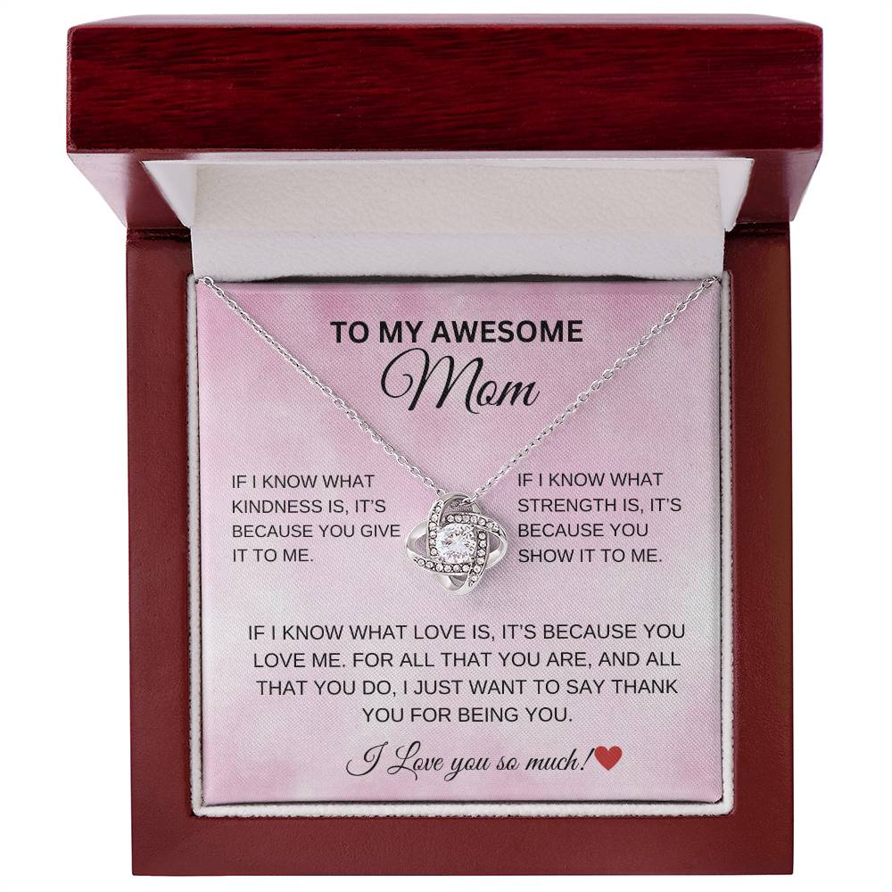 To My Awesome Mom Love Knot Necklace