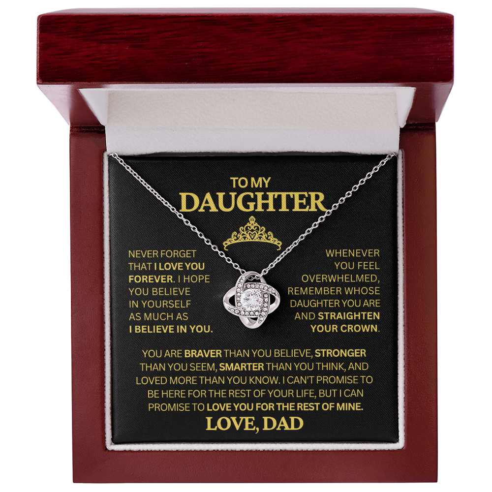 To My Daughter Necklace from Dad – Crown Message Card Jewelry Gift