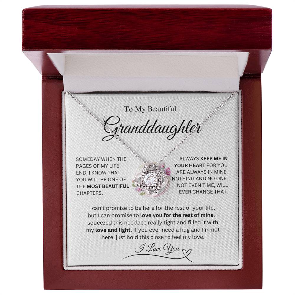 To My Beautiful Granddaughter Love Knot Necklace Gift