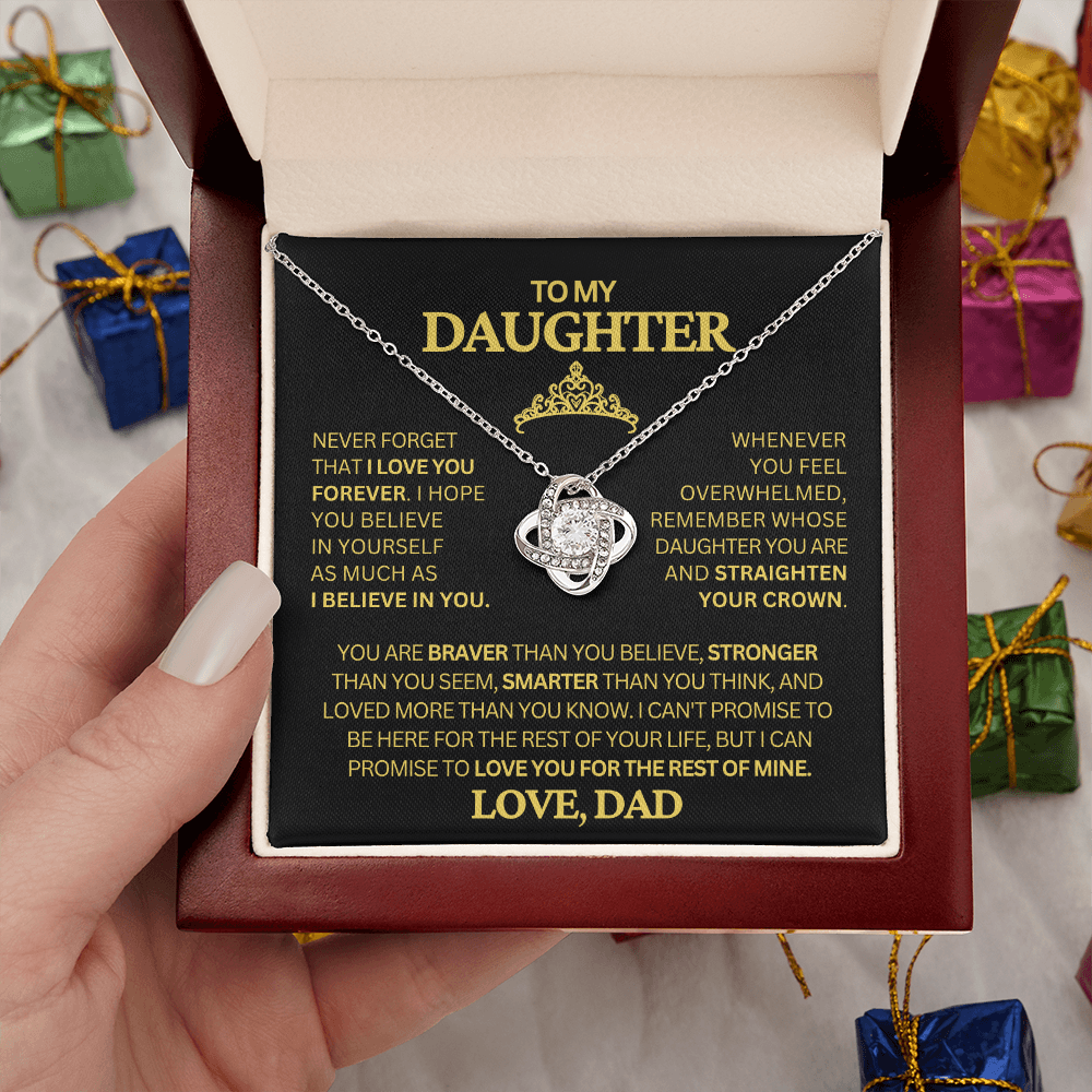 To My Daughter Necklace from Dad – Crown Message Card Jewelry Gift