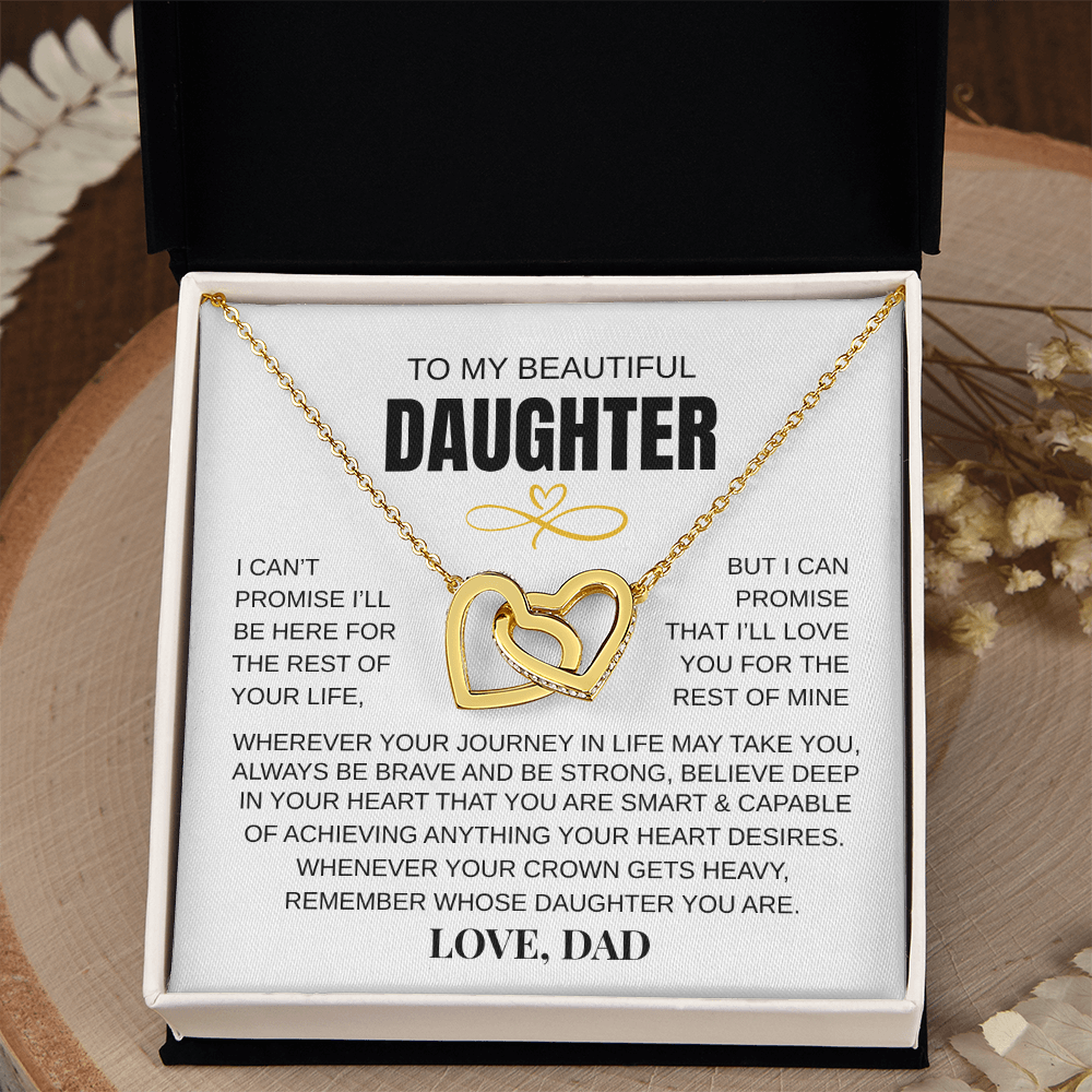To My Beautiful Daughter - Interlocked Hearts Necklace Gift