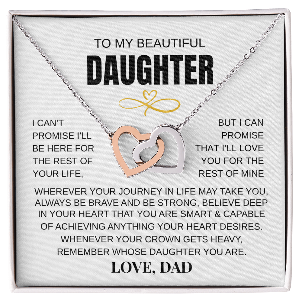 To My Beautiful Daughter - Interlocked Hearts Necklace Gift