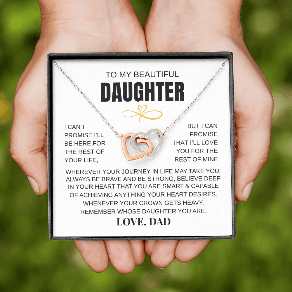 To My Beautiful Daughter - Interlocked Hearts Necklace Gift