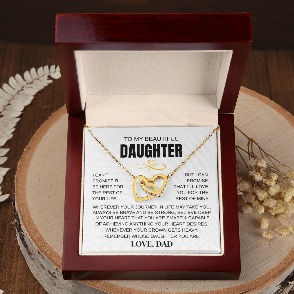 To My Beautiful Daughter - Interlocked Hearts Necklace Gift