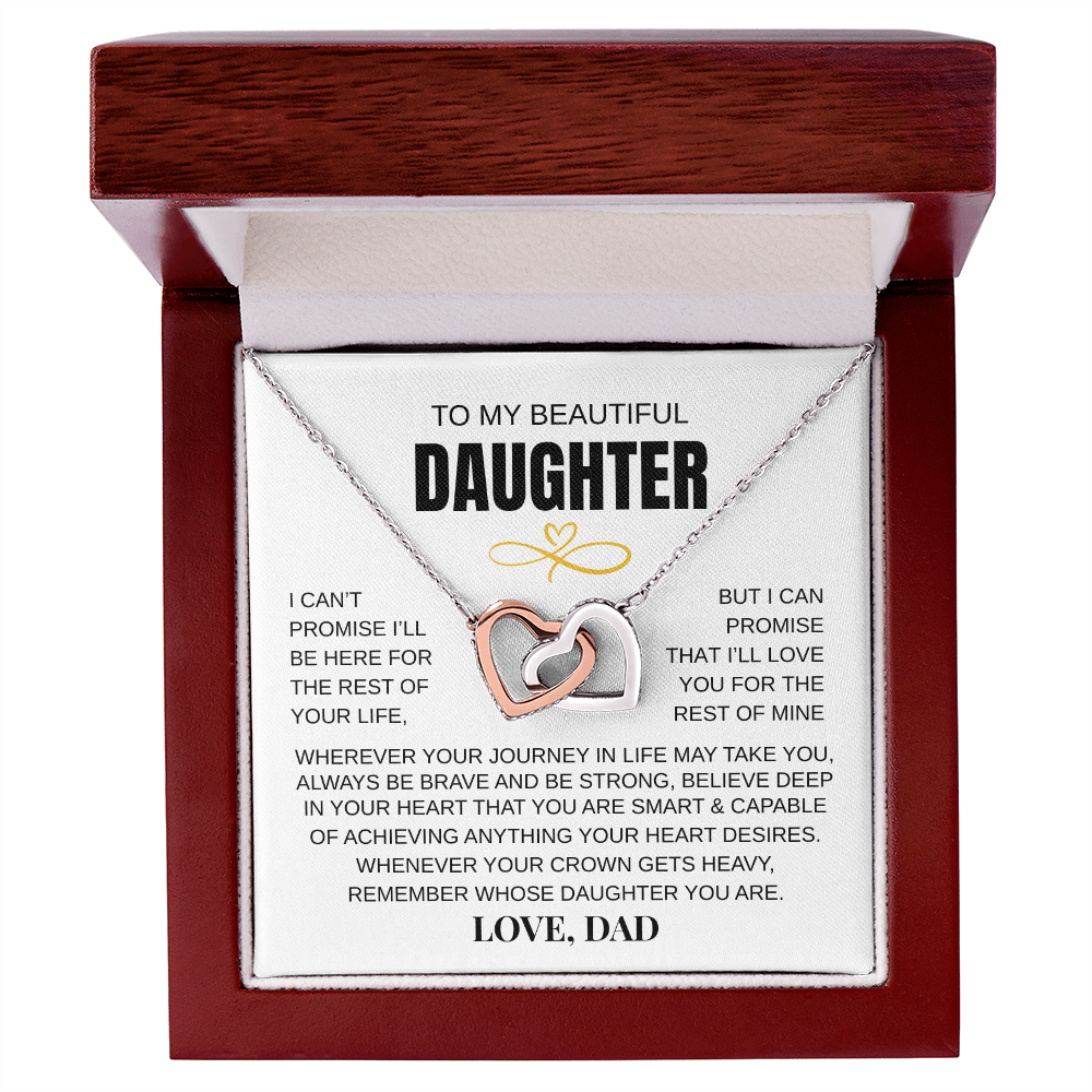 To My Beautiful Daughter - Interlocked Hearts Necklace Gift