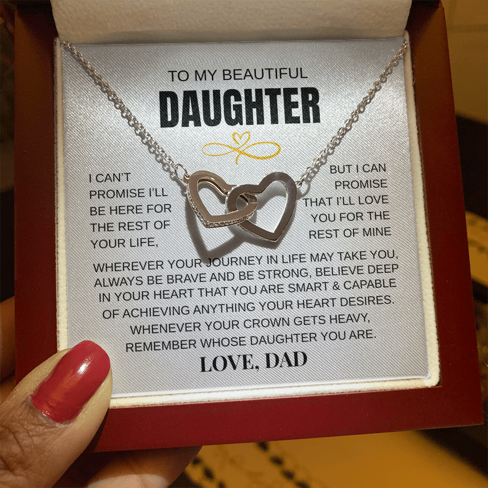 To My Beautiful Daughter - Interlocked Hearts Necklace Gift