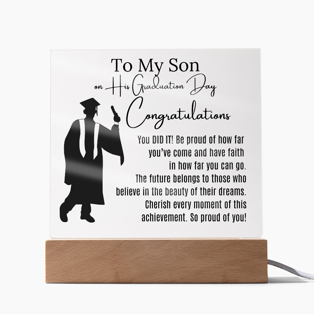To My Son Graduation Acrylic Keepsake Blk