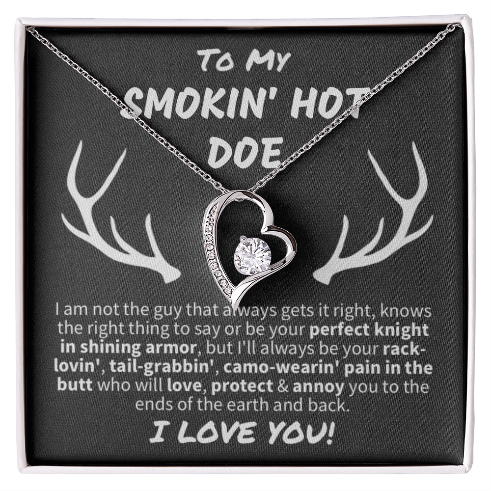 Gift for Wife - "To My Smokin' Hot Doe" Forever Love Knot Necklace