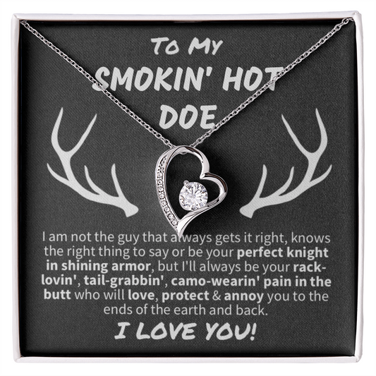Gift for Wife - "To My Smokin' Hot Doe" Forever Love Knot Necklace
