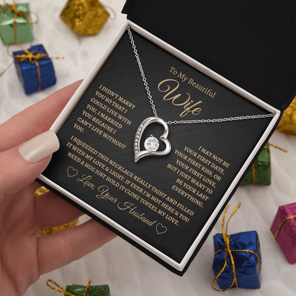 To My Beautiful Wife Forever Love Necklace - Black/Gold