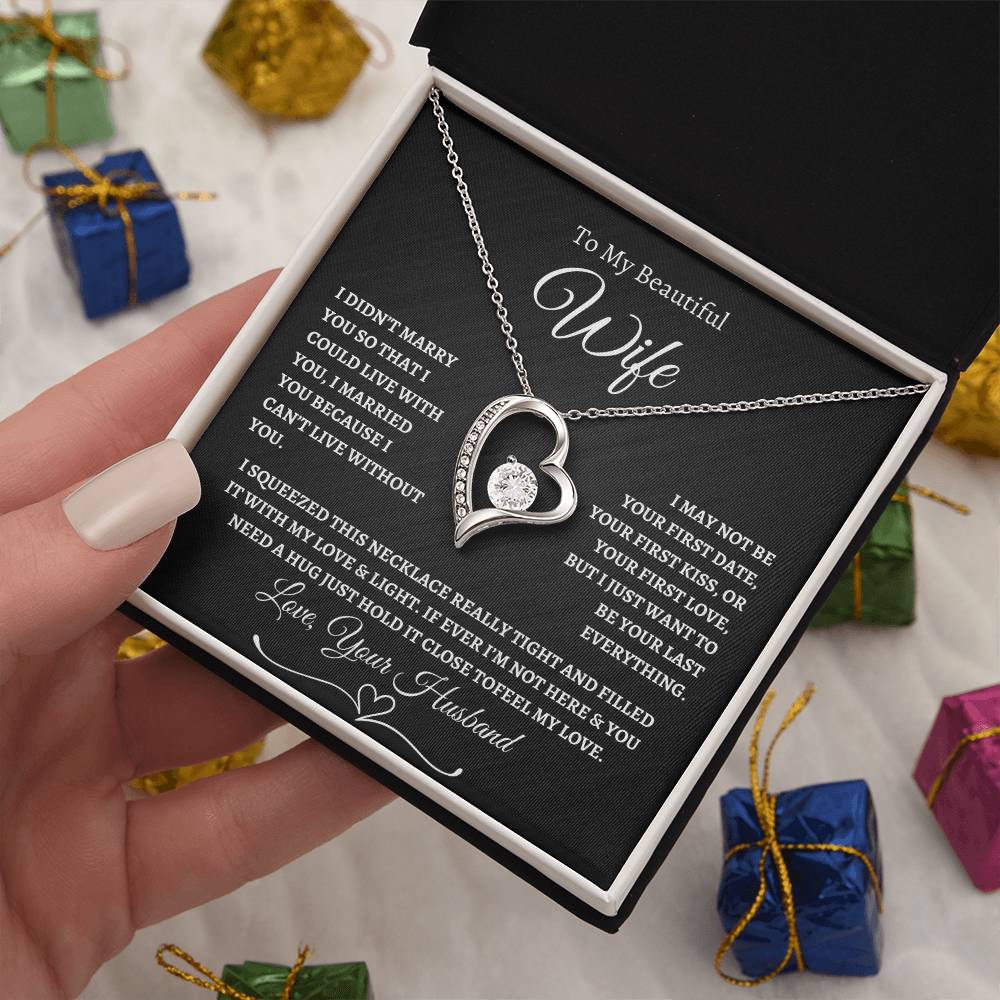 To My Beautiful Wife Forever Love Necklace - Black/White