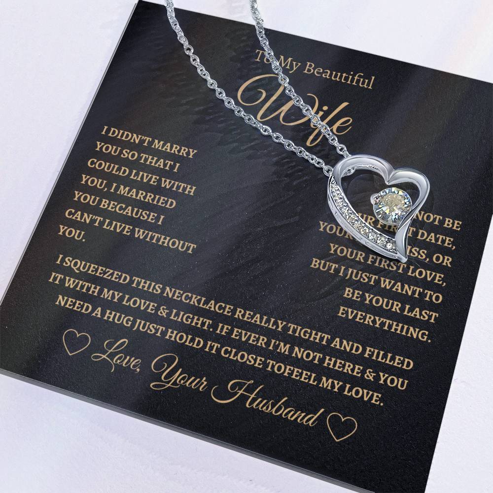 To My Beautiful Wife Forever Love Necklace - Black/Gold