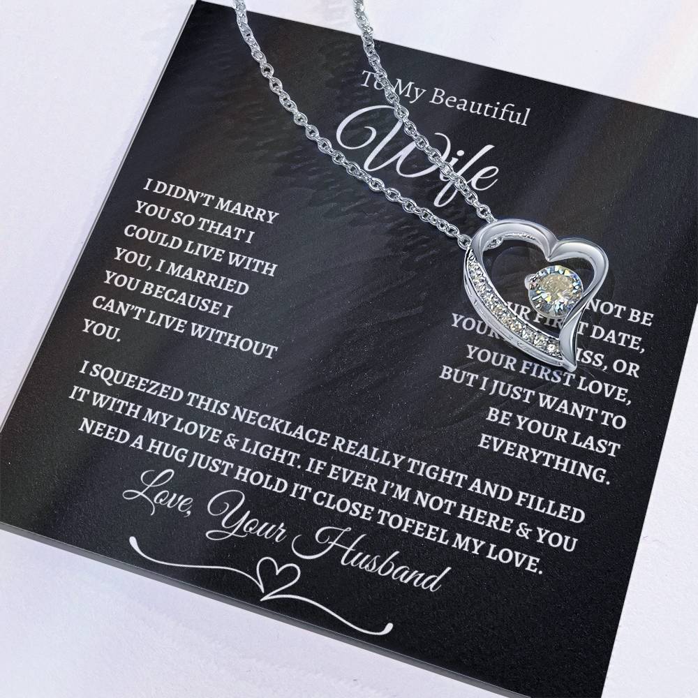 To My Beautiful Wife Forever Love Necklace - Black/White
